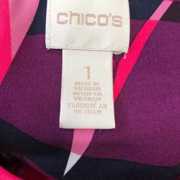 𝅺CHICO’S‎ multicolor abstract design Three-quarter sleeve dress - Picture 9 of 15